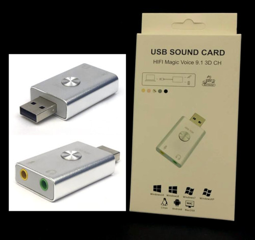 USB Sound Card 9.1 3D CH (USB to 2x3.5mm Audio Jack)